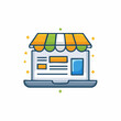 © Oleg - Online shop laptop computer icon illustration, internet business concept.
