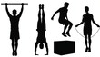 © Nadya - Black Silhouette Set of Men Performing Functional Fitness Exercises