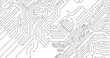 © Wallpaper BD - Black electronic circuit board lines and nodes with circles on a white background. Scalable vector format suitable for print and digital media.