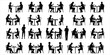 © rayhan039 - Collage of Black Silhouettes of People Sitting and Standing at Tables Keywords: silhouette, people, couple, group, sitting