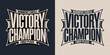 © Vectyx - Vintage victory champion first place insignia design concept showcasing awards typography in two color variations