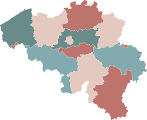  Belgium Map with Administrative Districts and Topographic Terrain