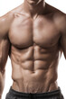 © AI_images - muscular male torso with defined abs, frontal view on white background, soft even lighting highlighting core muscles, commercial fitness aesthetic.