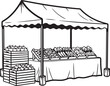 © BlackMuse - Outdoor Market Stall with Fresh Produce and Crates Displayed
