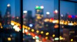 © Sabrina - Blurred cityscape view through window at twilight hour