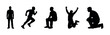 © Pixel Perfect PNG - Set of diverse men silhouettes depicting various human actions and dynamic movements perfect for illustrating concepts of activity, lifestyle, emotion, and physical exercise