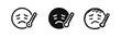 © ICONS FOR YOU - Sad face with thermometer icon set. Emoji with fever, sick or illness symbol in outline, solid, and hand-drawn styles.