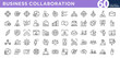 © RI Rafiq - Business collaboration line icon set. Business, interaction, collaboration, communication, teamwork, values, responsibility, transparency, money vector icons. Editable stroke