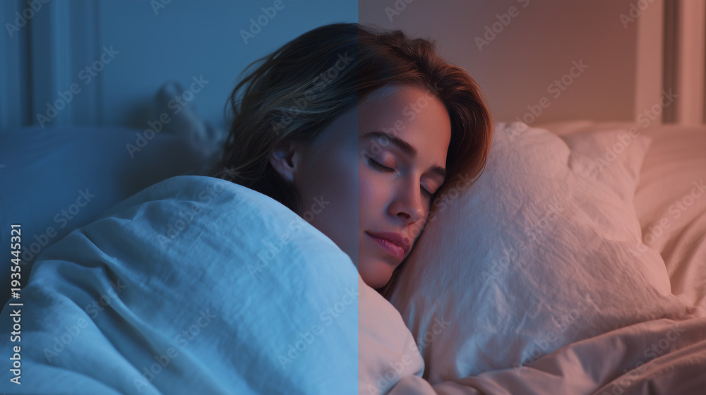 premium split composition showing deep sleep vs morning light ...