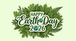 © theo - Happy Earth Day 2026 eco friendly message with green leaves