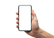 © Shahnaj - Hand holding a smartphone with a blank screen against a white background isolated on transparent background,png