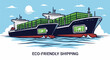 © Raheel - Vector illustration of modern eco friendly container ships sailing across ocean