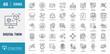 © Control New - Digital twins icon set. Includes virtual model, real time data, asset management, iot integration. Outline icon set. Vector illustration with editable stroke