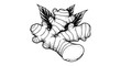 © Nwar - Ginger roots with leaves illustration from a close-up viewpoint