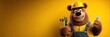 © Sergey Fedchenko - Cute Cartoon Bear Construction Worker in Hard Hat and Overalls