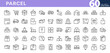 © RI Rafiq - Parcel line icon set. Online shopping, delivery, payment, mobile shopping, cart, secure, package, delivery boxes vector icons. Editable stroke
