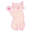 © tinybrushcreations - A cute cartoon cat with its paw raised in a playful gesture