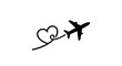 © Arya - Simple black airplane flying near a heart shape.