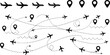 © Kulsum - Airplane and Location Markers Vector Set Featuring Flight Paths, Airplanes, and Travel Icons