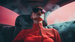 © Kaïraw - Portrait mode futuriste avec lunettes de soleil et lumière néon