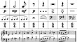© Umme - Musical notation icon set vector illustration featuring symbols for notes, dynamics, articulation, rests, time signatures, and score layout