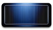© Habibur Rahaman - A sleek blue solar panel with a black frame and white outline is displayed on a plain white background for a product showcase or advertisement