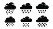 © Ashik - A collection of black cloud silhouettes with falling raindrops depicted in a minimalist and graphical style silhouette high quality professional detailed