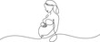 © Nargis - Beautiful pregnant Woman in one continuous line drawing. Healthy pregnancy and birth baby symbol in simple linear style. one line Icon drawing
