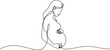 © Nargis - Beautiful pregnant Woman in one continuous line drawing. Healthy pregnancy and birth baby symbol in simple linear style. one line Icon drawing