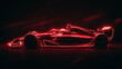 © Родион Бондаренко - profile of a formula 1 racing car outlined with bright red neon lines on a black background creating a futuristic image of speed and technology