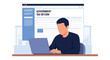 © Amie - Modern vector illustration of taxpayer submitting online tax return through secure government portal on laptop. Digital e-filing and paperless financial compliance concept