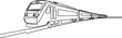 © mst - Train in single outline illustration. Continuous line art drawing of rail transportation. one line art icon drawing vector