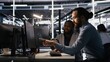 © DC Studio - Lead data center engineer oversees team integrating AI automation tools during infrastructure maintenance. Worker under manager supervision uses machine learning models for operational tasks, camera A