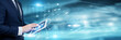 © Shevon - Businessman analysing business administration data and global network performance on tablet device, corporate operations, management strategy, organizational leadership.