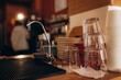 © Roman - Clean glasses stacked on a cafe bar counter
