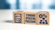 © Sakib - Three wooden blocks with blue and text standard operating procedure checklist clipboard