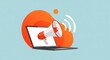 © Digi - Digital Marketing Megaphone Emerging from Laptop Screen Announcing Online Promotion.