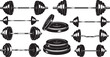 © Ismail - Set of black iron dumbbells and weight plates for gym fitness training equipment