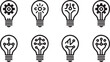 © Mohammod Foysal SSF. - Tech light bulb vector set combining light bulbs with gears circuit boards and network nodes symbolizing artificial intelligence engineering digital logic and futuristic creative solutions