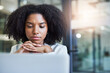 © peopleimages.com - Laptop, reading and businesswoman in office, legal research and lawsuit revision for labor law case. Justice, pc or African lawyer with planning for dismissal dispute, litigation process or advocate