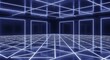 © Armin - A futuristic room with blue lights and a grid floor