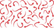 © MRSTOCK LAB - Assortment of red arrows with varied shapes, curves, and swirls, representing direction, motion, dynamism, and transition in a graphic design context