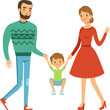© ONYXprj - Man and woman play with little boy. Happy parenthood joy