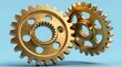 © Molang Visual - Golden Gears Interlocking on Blue Background