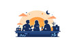 © Coosh448 - Rooftop sunset hangouts portrayed through a peaceful scene of silhouettes and warm light, evoking friendship, openness, and emotional recharge at the end of