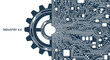 © AHMAD KHOIRI - Industry 4.0 Concept with Gear and Circuit Board Elements, on a grey background