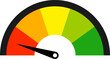 © M-KOS - A colorful gauge indicating performance levels from red to green, with a needle pointing towards the lower end