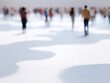 © Nakarin - Blurry crowd walking abstract white surface resembling world map with soft shadows and distant figures creating calm atmosphere