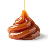 Delicious Golden Caramel Sauce Swirl Drizzled with Sweet Syrup - A Tempting Dessert Topping