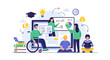 © Bobby - Accessible E-learning Platform and Inclusive Online Education. Diverse Students, including Disabled Learner, participating in Virtual Classroom and Distance Learning.